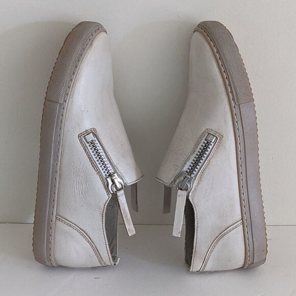 Diesel Cream Vintage Washed Leather Sneakers Women's 37 - Picture 9 of 10